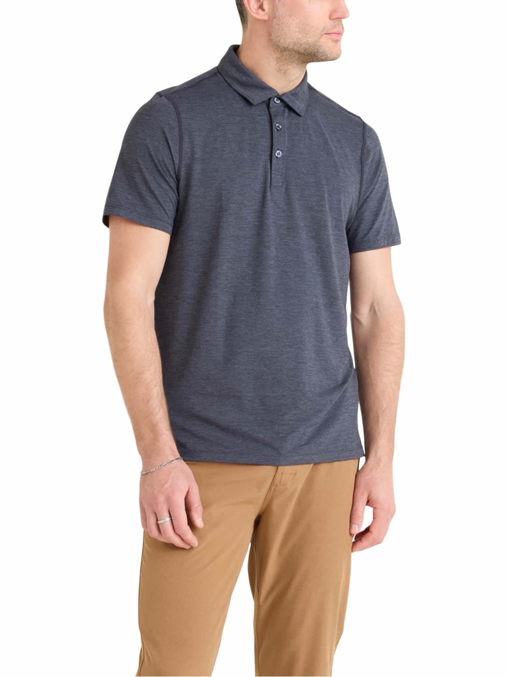 SAXX Mens DropTemp All Day Cooling Golf Performance Polo Shirt L Grey